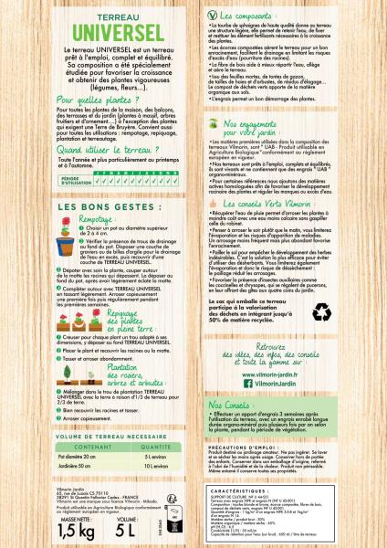 Terreaux, amendements et fumier - Terreau Universel - 5 L - MEDIA_PACKAGING_VERSO